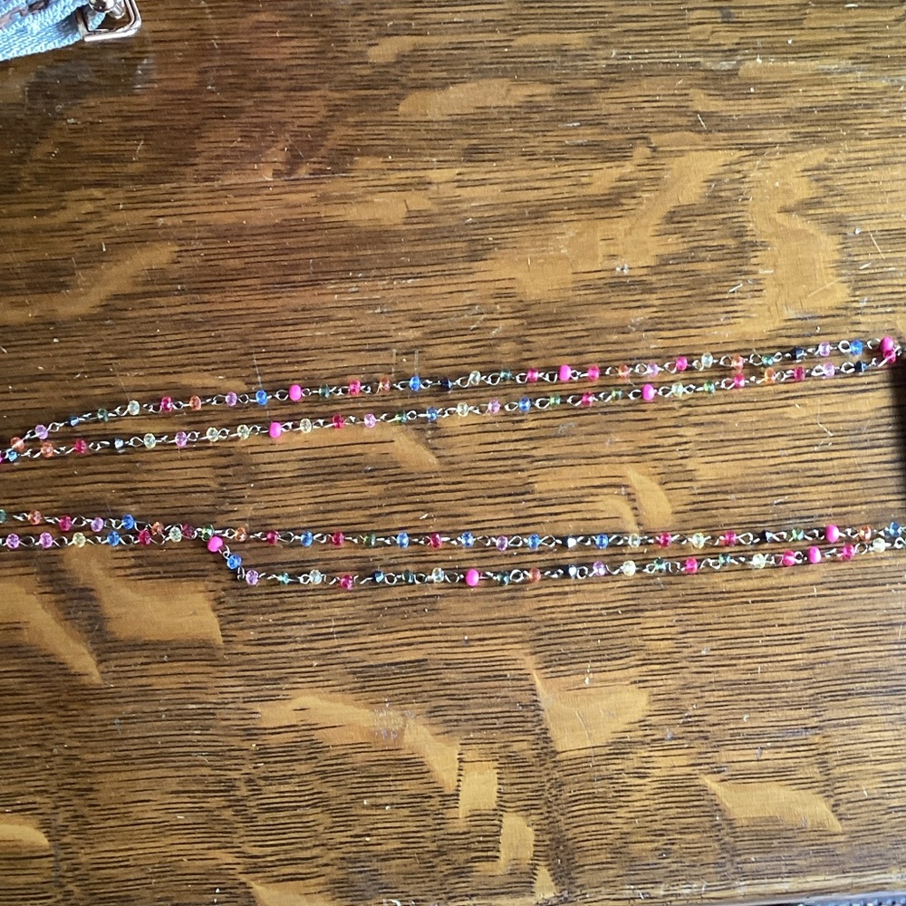 Multicolor Beaded Necklace with Cross Charm - Picture 4 of 5